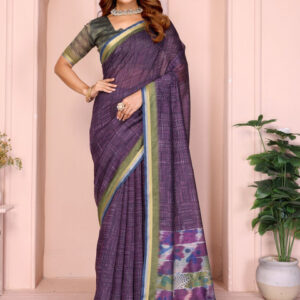 Mameraa Abstract Printed Saree with Zari Border - Image 1