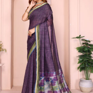 Mameraa Abstract Printed Saree with Zari Border - Image 3