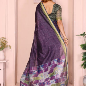 Mameraa Abstract Printed Saree with Zari Border - Image 4