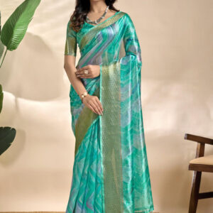 Mameraa Abstract Printed Zari Saree - Image 1