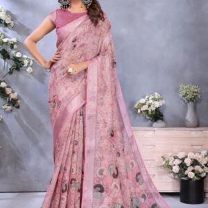 Mameraa Bandhani Printed Saree With Blouse Piece - Image 1