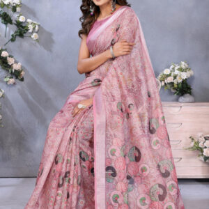 Mameraa Bandhani Printed Saree With Blouse Piece - Image 5