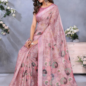 Mameraa Bandhani Printed Saree With Blouse Piece - Image 6