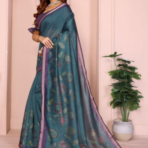 Mameraa Checked Saree With Blouse Piece - Image 2