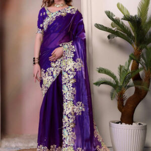 Mameraa Embroidered Sequinned Saree - Image 1