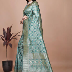 Mameraa Ethnic Motif Printed Woven Design Zari Saree - Image 3