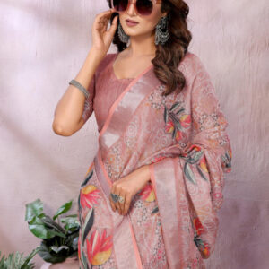Mameraa Ethnic Motif Printed Zari Saree - Image 2