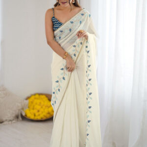 Mameraa Ethnic Motifs Embroidered Saree With Unstitched Blouse Piece - Image 1