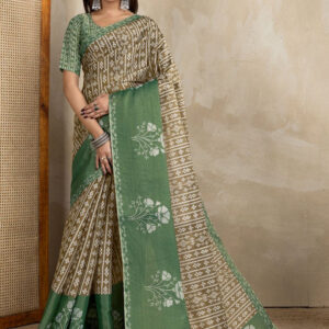 Mameraa Ethnic Motifs Printed Saree with Blouse Piece - Image 4