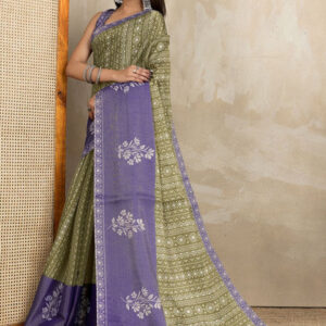 Mameraa Ethnic Motifs Printed Saree With Blouse Piece - Image 1