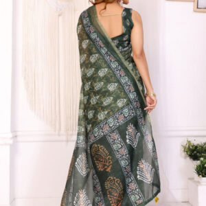 Mameraa Ethnic Motifs Printed Saree With Unstitched Blouse - Image 3