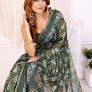 Mameraa Ethnic Motifs Printed Saree With Unstitched Blouse - Image 5