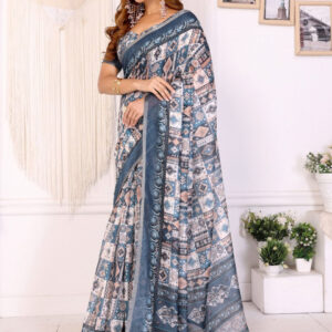 Mameraa Ethnic Motifs Printed Saree With Unstitched Blouse - Image 3