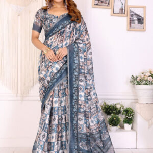 Mameraa Ethnic Motifs Printed Saree With Unstitched Blouse - Image 5