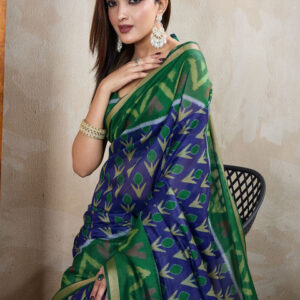 Mameraa Ethnic Motifs Printed Saree With Unstitched Blouse - Image 5