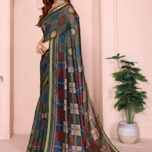 Mameraa Ethnic Motifs Printed Saree With Unstitched Blouse - Image 3