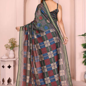 Mameraa Ethnic Motifs Printed Saree With Unstitched Blouse - Image 4
