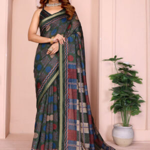 Mameraa Ethnic Motifs Printed Saree With Unstitched Blouse - Image 5