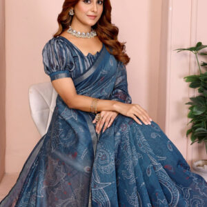 Mameraa Ethnic Motifs Printed Saree With Unstitched Blouse - Image 2