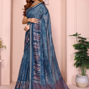 Mameraa Ethnic Motifs Printed Saree With Unstitched Blouse - Image 3