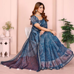 Mameraa Ethnic Motifs Printed Saree With Unstitched Blouse - Image 5