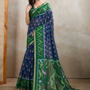 Mameraa Ethnic Motifs Printed Saree With Unstitched Blouse - Image 1