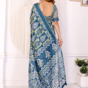 Mameraa Ethnic Motifs Printed Solid Border Saree - Image 4
