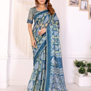 Mameraa Ethnic Motifs Printed Solid Border Saree - Image 5
