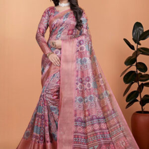 Mameraa Ethnic Motifs Printed Zari Saree - Image 1
