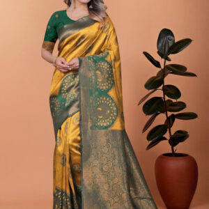 Mameraa Ethnic Motifs Printed Zari Saree - Image 1