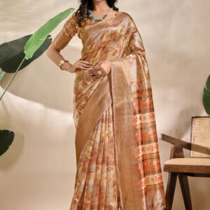 Mameraa Ethnic Motifs Printed Zari Saree - Image 1