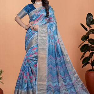 Mameraa Ethnic Motifs Printed Zari Saree - Image 1