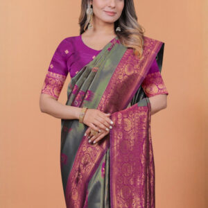 Mameraa Ethnic Motifs Printed Zari Saree - Image 2