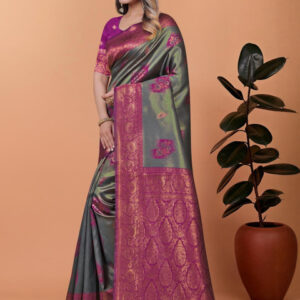 Mameraa Ethnic Motifs Printed Zari Saree - Image 3
