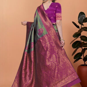 Mameraa Ethnic Motifs Printed Zari Saree - Image 4