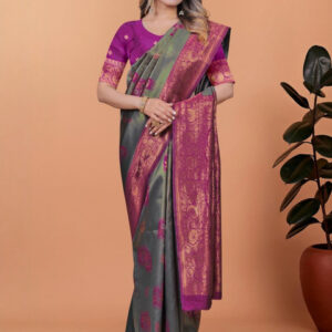 Mameraa Ethnic Motifs Printed Zari Saree - Image 5