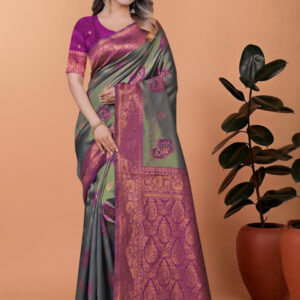 Mameraa Ethnic Motifs Printed Zari Saree - Image 1