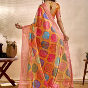 Mameraa Ethnic Motifs Printed Zari Saree - Image 3