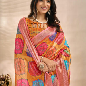 Mameraa Ethnic Motifs Printed Zari Saree - Image 5