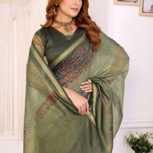 Mameraa Ethnic Motifs Printed Zari Saree - Image 2