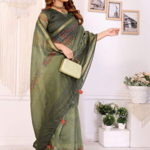 Mameraa Ethnic Motifs Printed Zari Saree - Image 3