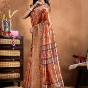 Mameraa Ethnic Motifs Printed Zari Saree - Image 2