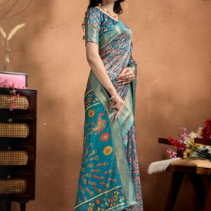 Mameraa Ethnic Motifs Printed Zari Saree - Image 3