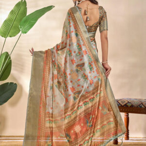 Mameraa Ethnic Motifs Printed Zari Saree - Image 4