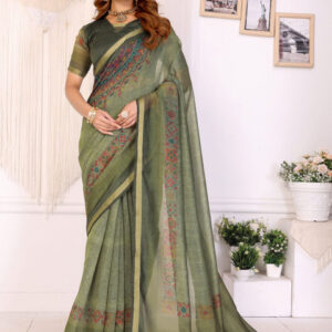 Mameraa Ethnic Motifs Printed Zari Saree - Image 1