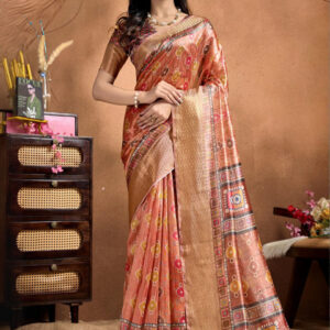 Mameraa Ethnic Motifs Printed Zari Saree - Image 1