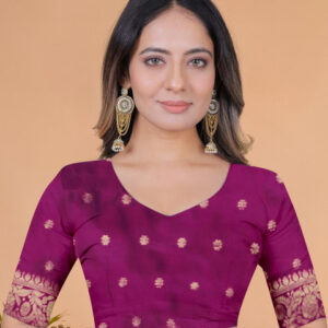 Mameraa Ethnic Motifs Woven Design Zari Banarasi Saree - Image 6