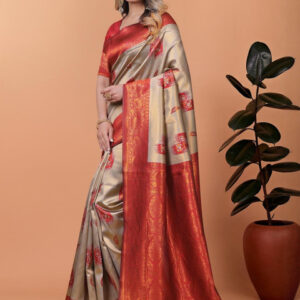 Mameraa Ethnic Motifs Woven Design Zari Banarasi Saree - Image 3