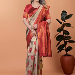 Mameraa Ethnic Motifs Woven Design Zari Banarasi Saree - Image 5