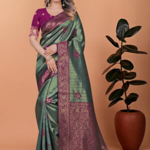 Mameraa Ethnic Motifs Woven Design Zari Banarasi Saree - Image 1